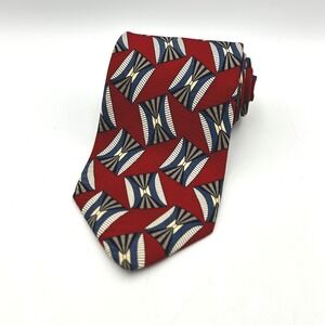 Robert Talbott Studio Tie Red Mens Geometric Silk Hand Sewn USA EUC